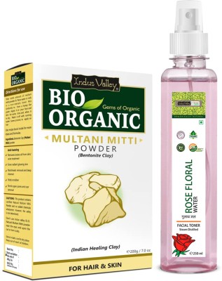 Indus Valley Organic Multani mitti with Fresh Rose Water(2 Items in the set)