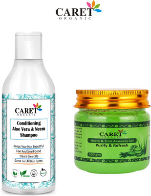 Caret Organic Conditioning Aloevera & Neem Shampoo And Aloevera Neem Tusli Gel- Sulfate Free(2 Items in the set)