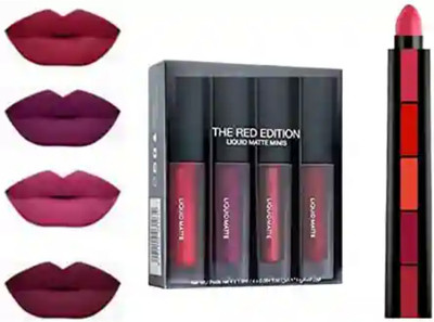 crazmatic MATTE LIPSTICK SET OF 4 WITH RED 5IN1 MATTE LIPSTICK(5 Items in the set)