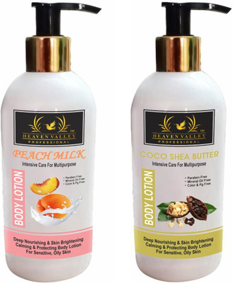 Heaven Valley Professional Peach Milk 300ml & Coco Shea Butter Body Lotion 300ml For Sensitive, Oily Skin(1 Items in the set)