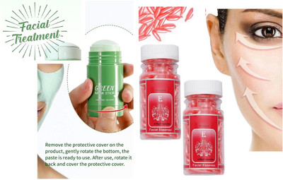 THTC Best Green Tea Cleansing Whiteheads & Oil Control Mask Stick With Vitamin -E Facial Capsule(3 Items in the set)