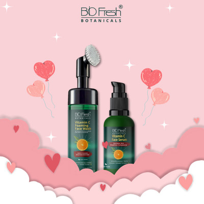 Biofresh Botanicals Vitamin C Face Serum & Foaming Face Wash Combo with In-Built Face Brush(2 Items in the set)