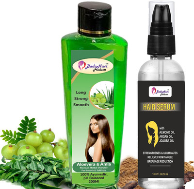 BadaHair Ayurvidic Aloevera Shampoo and Professional Hair Serum (2 Items in the set)(2 Items in the set)