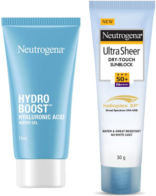 NEUTROGENA Hydro Boost Hyaluronic Acid Water Gel, 15g & Ultra Sheer Dry-Touch Sunblock,30g(2 Items in the set)