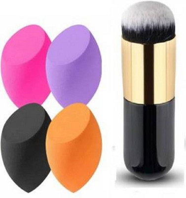 seyblush 4 MAKEUP SPONGE WITH BLACK FOUNDATION BRUSH (5 Items in the set) (5 Items in the set)(5 Items in the set)