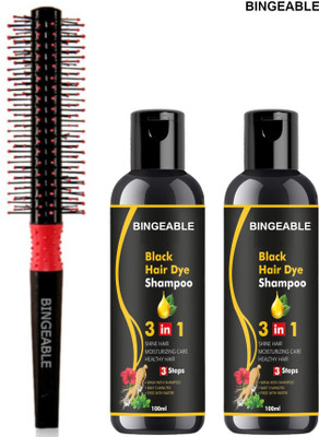 Bingeable Herbal 3in1 Black Shampoo (2 x 100ml) + Black Salon Round Comb Set(3 Items in the set)
