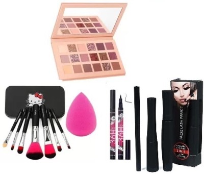 Zailie Eyeshadow ,7 pcs. Brush ,36 Hour Eyeliner Set 2,Blender Puff,3 in 1 Mascara Eyeliner(12 Items in the set)