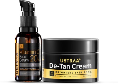 USTRAA De - Tan Face Cream For Men - 50 g & Vitamin C Face Serum - 30 ml(2 Items in the set)