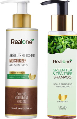 realone Absolute Nourishing Body Lotion Green Tea & Tea Tree Shampoo With Zip Pouch 2(2 Items in the set)
