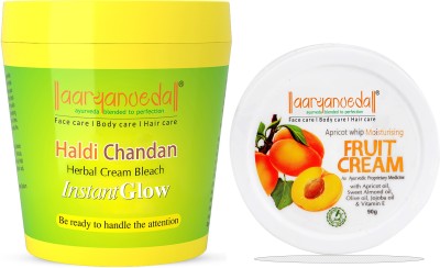 Aryanveda Herbals Haldi Chandan Bleach Cream 250gm & Apricot Whip Moisturizing Cream, 90gm(2 Items in the set)