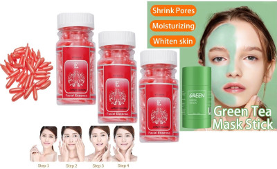 THTC Pro Green Tea Cleansing Whiteheads & Oil Control Mask Stick With Vitamin -E Facial Capsule(4 Items in the set)