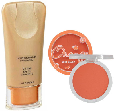 tanvi27 OIL FREE LIQUID FOUNDATION & MATTE FINISH WATER PROOF BLUSHER(2 Items in the set)