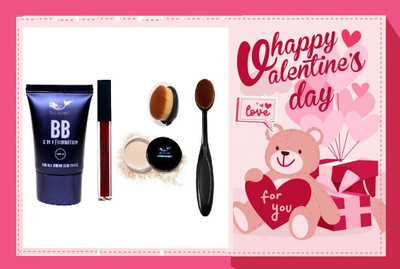 BLUEMERMAID SET OF FOUNDATION+LOOSE POWDER+LIPSTICK+FOUNDATION BRUSH FOR MAKEUP(4 Items in the set)