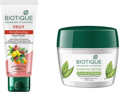 BIOTIQUE Fruit Face Wash 100 ML & Morning Nectar Cold Cream 175g(2 Items in the set)