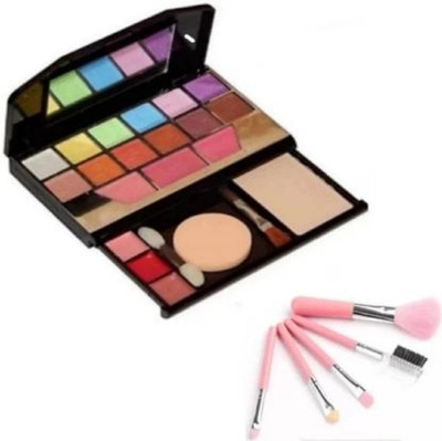 WEEPER All In One 5024 Makeup Kit And 5 Pcs Soft Bristle Makeup Brush Pink(Multicolor)(6 Items in the set)