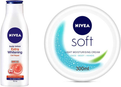 NIVEA Soft cream 300ml and Cell Repair 75ml lotion with SPF15 Set of 2(2 Items in the set)