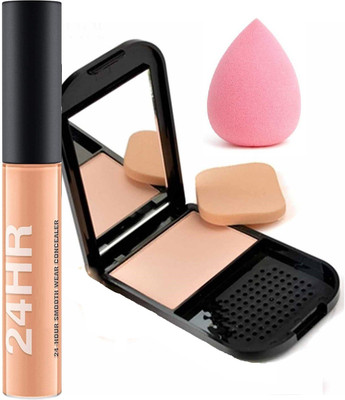 MYEONG long & lasting liquid full coverage concealer with oil free compact powder combo kit(3 Items in the set)