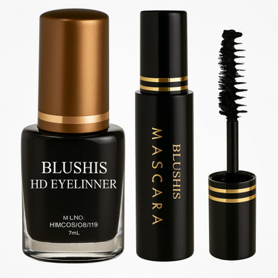 BLUSHIS HD Beauty Longlasting & Waterproof Makeup Eyelinner Mascara Combo Set Of 2(2 Items in the set)