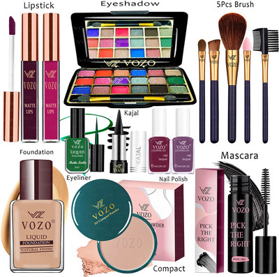 VOZO Makeup Combo Kit One-stop Beauty Package for Beginners and Professionals KT-143(15 Items in the set)
