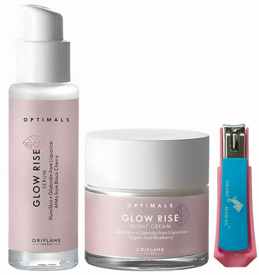 Oriflame OPTIMALS Glow Rise Night Cream 50 ml with Glow Rise Serum 30 ml(3 Items in the set)