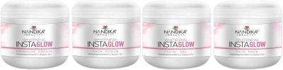 NANDIKA BEAUTY INSTA GLOW MASSAGE CREAM, SCRUB , GEL, PACK ECO KIT PACK OF 4 ( 500 GM EACH)(4 Items in the set)