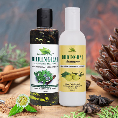 nature leaf Bringraj & Neem aYURVEDIC Hair Oil & Shampoo for Hair Fall & Dandruff Control(2 Items in the set)