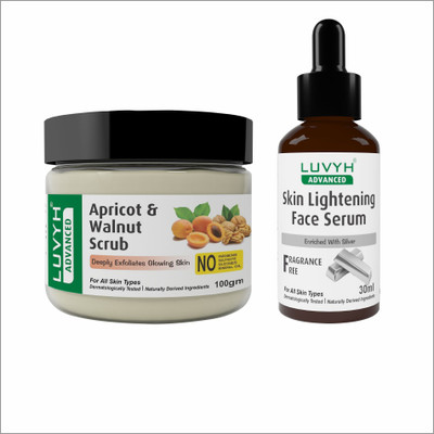 LUVYH Apricot & Walnut Scrub - 100gm and Skin Lightening Face Serum 30ml(2 Items in the set)