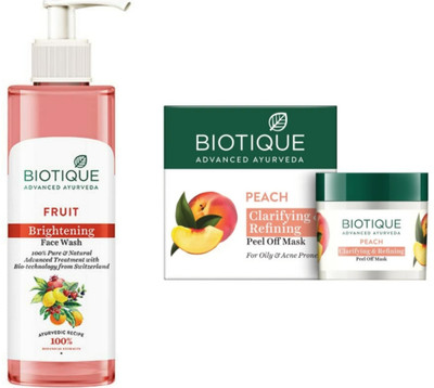 BIOTIQUE Fruit Face Wash 200 ML & Peach Peel Off Mask 50g(2 Items in the set)
