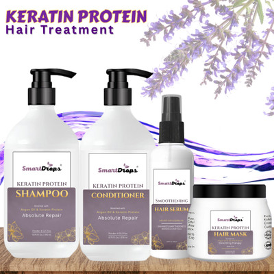 smartdrops Keratin Hair Care Combo Shampoo Conditioner Hair Mask and Serum for Frizz Control Smooth Healthy Look Safe for All Hair Types(4 Items in the set)