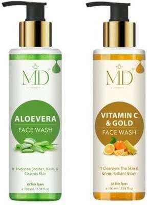 MD COSMETIC COMBO OF ALOEVRA FACEWASH & VITAMIN C AND GOLD FACEWASH(2 Items in the set)