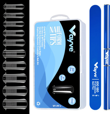 Vayve Polygel Nail Extension Kit - Dual Forms Nail Tips, Brush-Spatula & Nail File Set(3 Items in the set)
