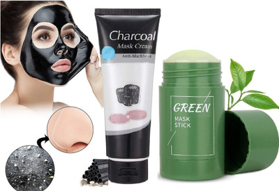 Yuency Green Tea Purifying Clay Stick Mask & Anti blackhead remover charcoal face peel of mask(2 Items in the set)