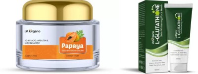 LA Organo Papaya Cream For Skin Brightening & Whitening (50 g) + L-Glutathione Skin Whitening & Brightening Face Wash (100 g)(2 Items in the set)