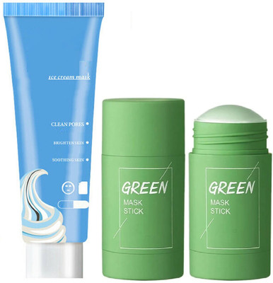 Emijun Green Tea Purifying Stick Mask Oil with Ice Cream Mask Acne Mask(2 Items in the set)