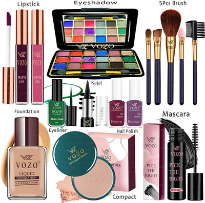 VOZO Makeup Combo Kit One-stop Beauty Package for Beginners and Professionals KT-263(15 Items in the set)