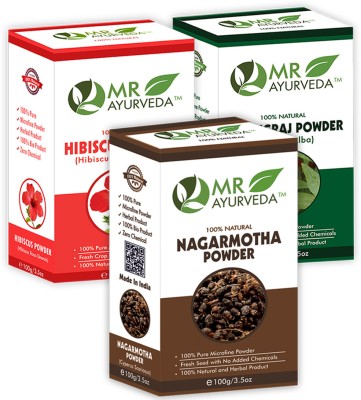 MR Ayurveda Nagarmotha Powder, Hibiscus Powder & Bhringraj Powder(3 Items in the set)