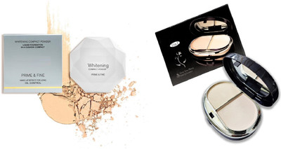 Luipui Premium Whitening Prime & Fine Compact Powder & Shining Luster 5 in 1 Compact Powder(2 Items in the set)