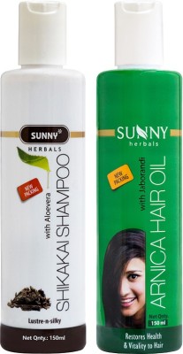 Sunny Herbals Shikakai Shampoo (With Aloevera)-150 Ml and Arnica Hair Oil (With Jaborandi)-150Ml(2 Items in the set)