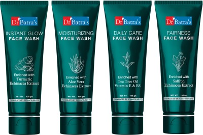 Dr Batra's Face Wash Daily Care - 100 gm, Face Wash Moisturizing - 100 gm, Face Wash Instant Glow - 100 gm and Fairness Face Wash 100 gm ( Pack Of 4 For Men And Women)(4 Items in the set)