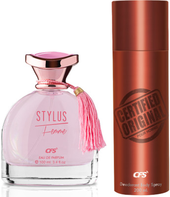 CFS Stylus Pink EDP Long Lasting Perfume & Certified Brown Deodorant Body Spray(2 Items in the set)