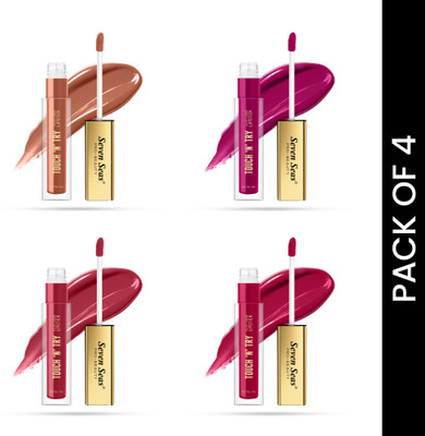 Seven Seas TOUCH 'N' TRY Velvet Liquid Lipstick | Non-Transfer Long Lasting Liquid Lipstick(4 Items in the set)