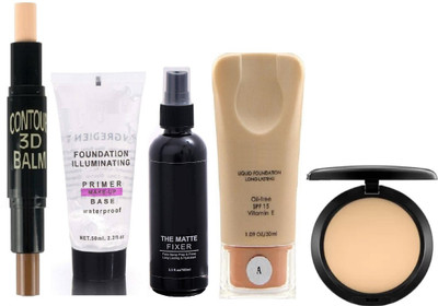 GFSU Highlight and Contour Stick With Foundation , Primer , Fixer Compact(5 Items in the set)