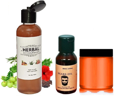 MYEONG men beard oil or instant hair color wax & hair herbal shampoo(3 Items in the set)
