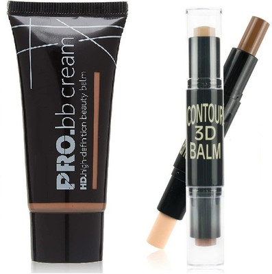 YAWI 2 IN 1 Highlighter And Concealer Contour Stick with tube foundation makeup(2 Items in the set)