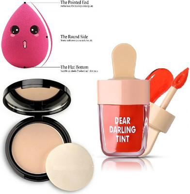 KAIASHA DAILY USE MAKEUP COMBO KIT 1 COMPACT POWDER 1 BEAUTY BLENDER 1 ICE CREAM(3 Items in the set)