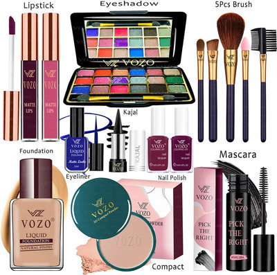 VOZO Makeup Combo Kit One-stop Beauty Package for Beginners and Professionals KT-266(15 Items in the set)