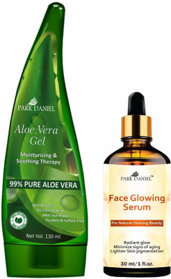 PARK DANIEL Multipurpose AloeVera Gel 130ML & Face Glowing Serum -Natural Glowing Beauty 30ml(2 Items in the set)