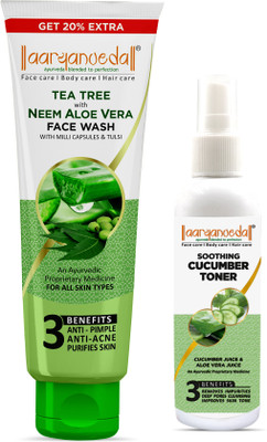 Aryanveda Tea Tree Face Wash With Neem & Aloe vera Extracts, 120ml And Cucumber Face Toner, 100mL(2 Items in the set)