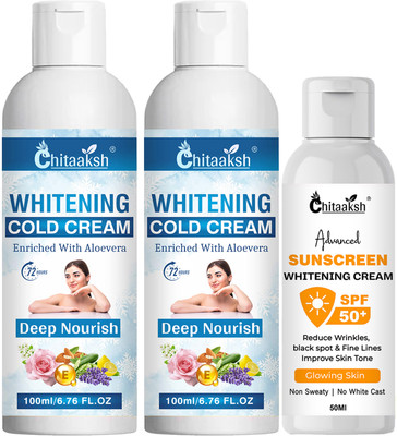 CHITAAKSH Whitening Cold Cream and Advanced Sunscreen Whitening Cream(3 Items in the set)