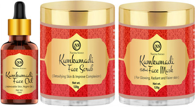 Nuerma Science Kumkumadi Face Oil, Face Scrub & Face Mask (For Instant Glowing & Fairer Skin)(3 Items in the set)